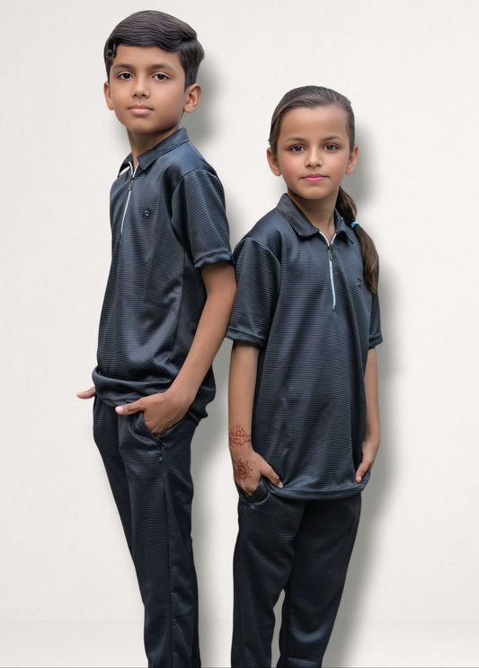 Kid's Unisex Tracksuit - Thermal Cotton Textured Fabric