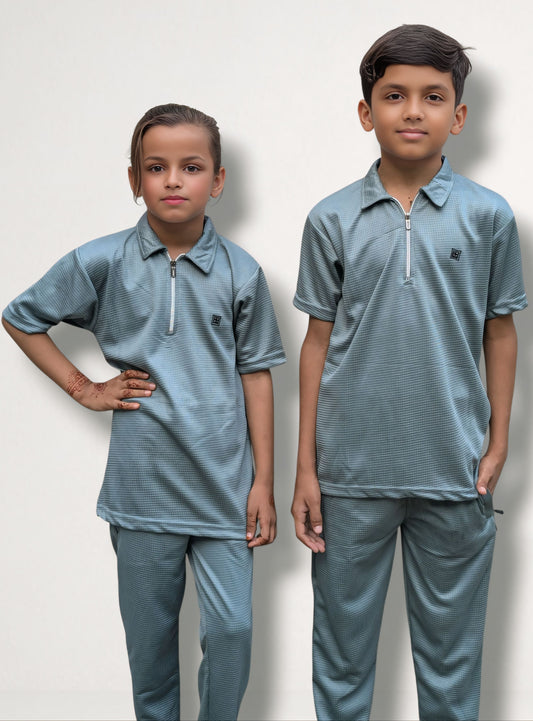 Kid's Unisex Tracksuit - Thermal Cotton Textured Fabric